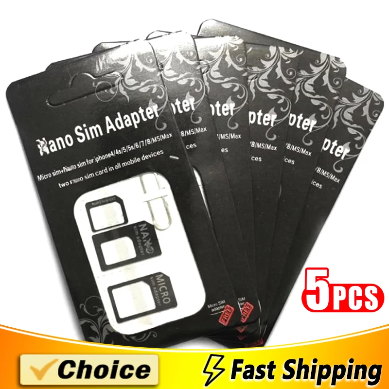 5Pcs 4In1 Convert Nano SIM Card To Micro Standard Adapter Converter Set For Iphone Huawei For Samsung 4G LTE USB Wireless Router