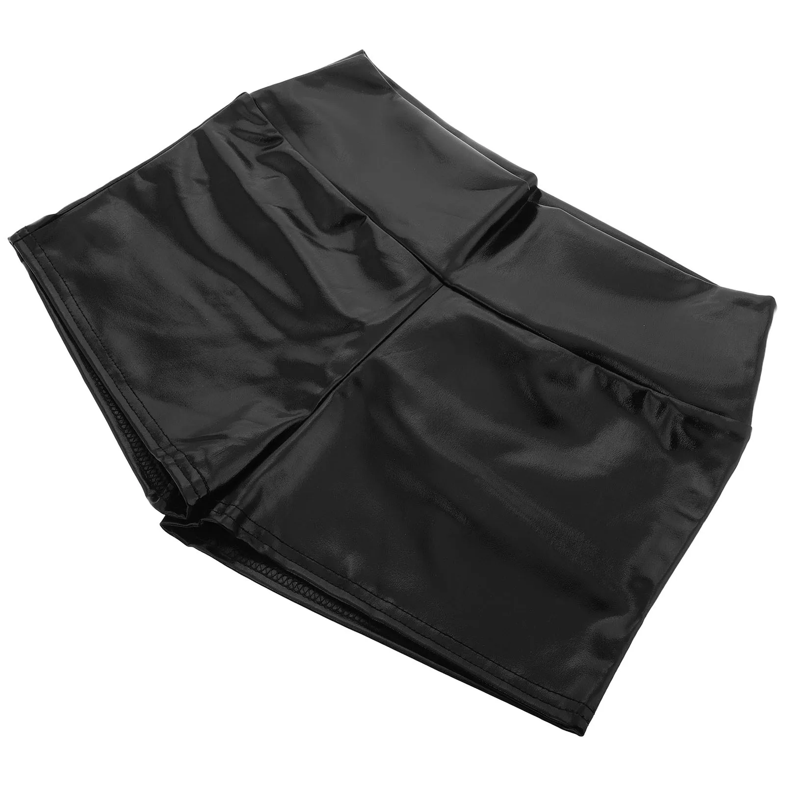 

Women Metallic Shiny Stage Performance Shorts Black PU Dance Party Cosplay Micro Shorts Hot Festival Glitter Mini Short Pants