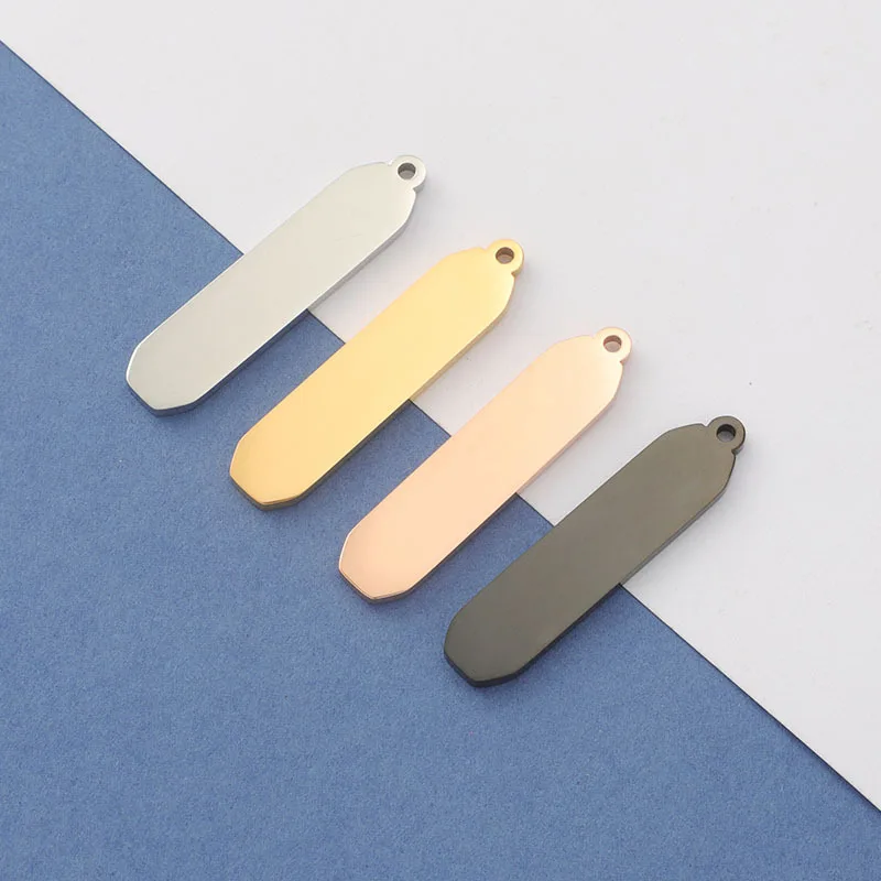 

5Pcs/Lot Geometric Rectangle Charms Mirror Polish Stainless Steel Blank Bar DIY Making Necklace Earring Keychain Jewelry