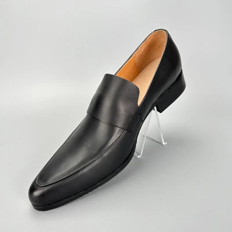 Luxury Fashion Slip on Leather Shoes Men's Spring Summer Genuine Leather Breathable Formal Business Shoes Male Loafers Youth