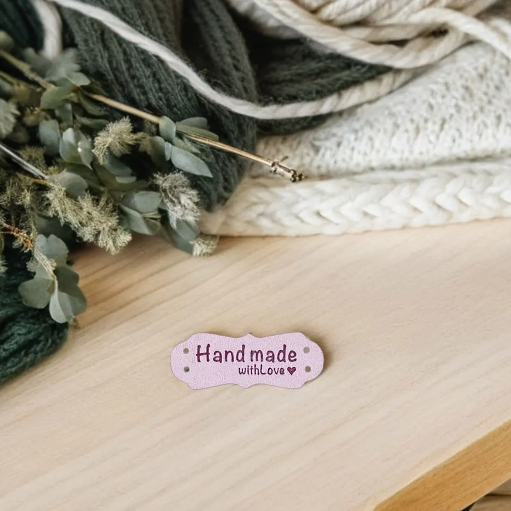 

100 Pcs Handmade Embossed Suede Labels Soft Durable Microfiber DIY Projects Clothing Tags For Hats Accessories