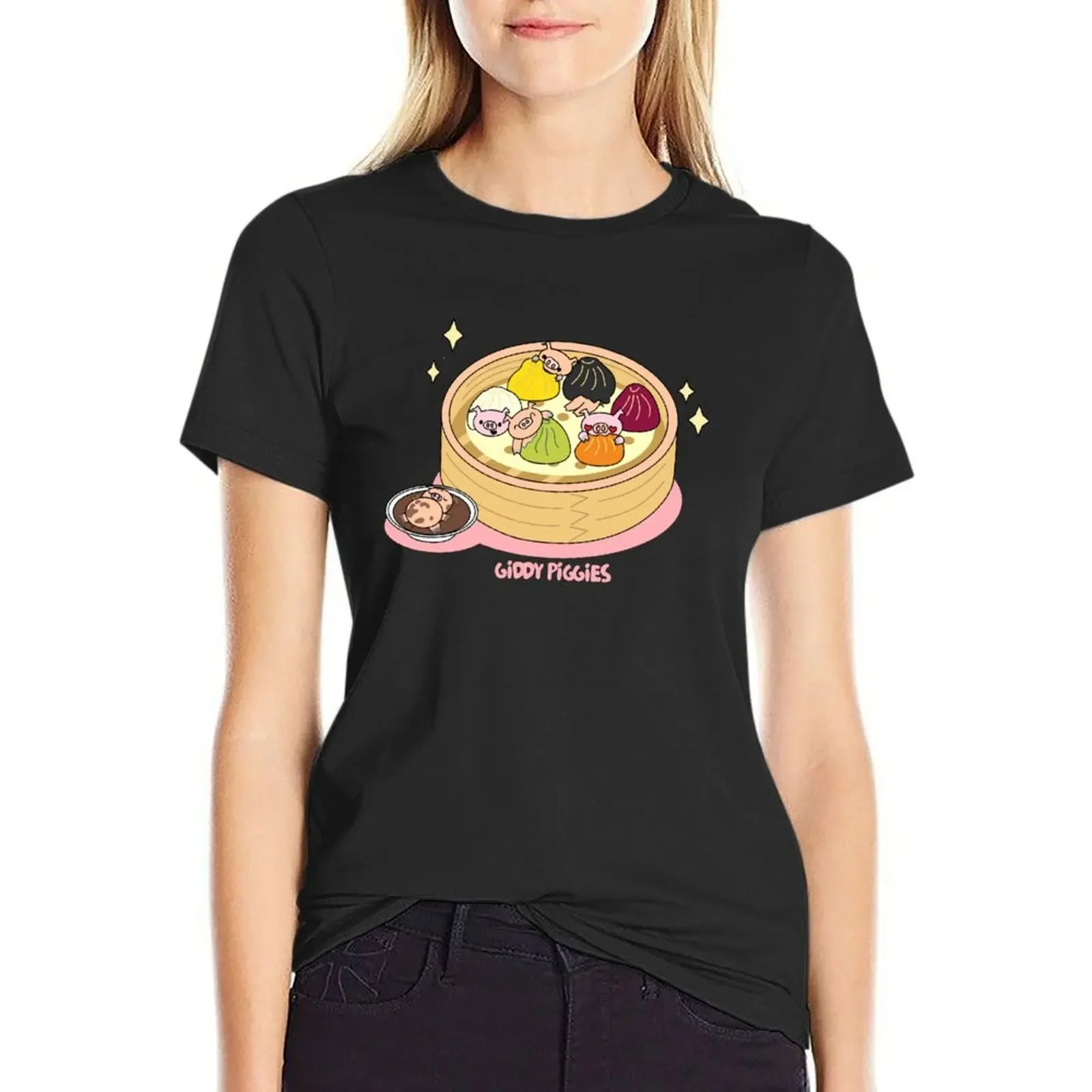 

Giddy Piggies Rainbow Dumpling T-shirt plus size tops summer clothes rock and roll t shirts for Women