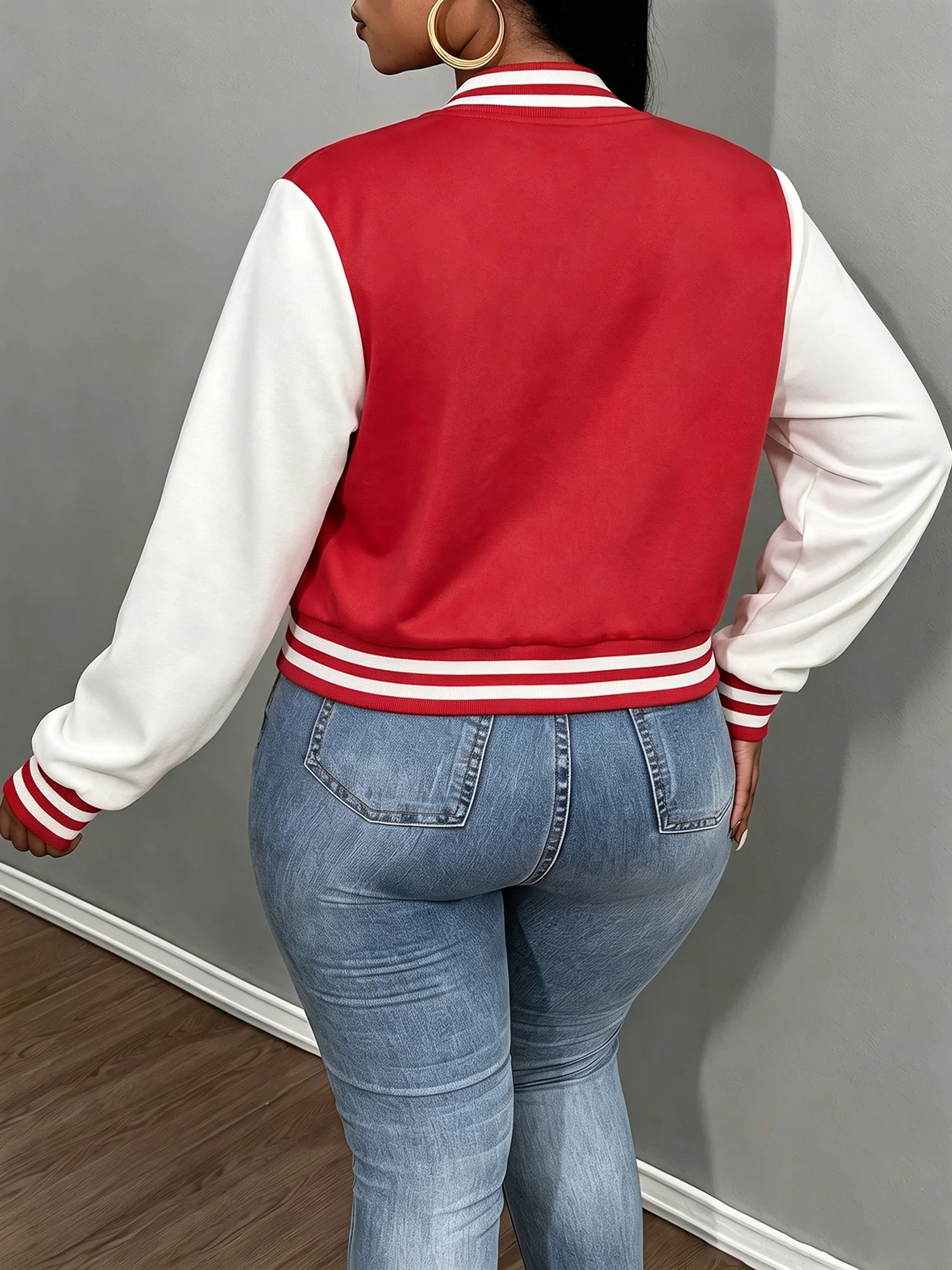 Cropped Varsity Baseball Jacket, Color‑Block Bomber Coat for Retro American Streetwear Look