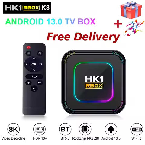 HK1 RBOX K8 android 13 IP smart set top tv box 64 bit 4K 2K UHD BT5.0+ Mali-450 2GB4GB128GB android smart tv box 2024 españa tv