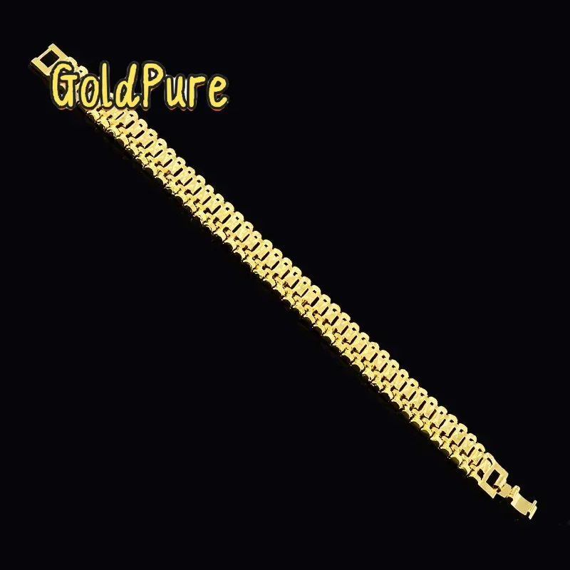 Goldpure Luxury 24K 9999 Pure Gold real gold Men's and Women's Wide Tank Watch Bracelet