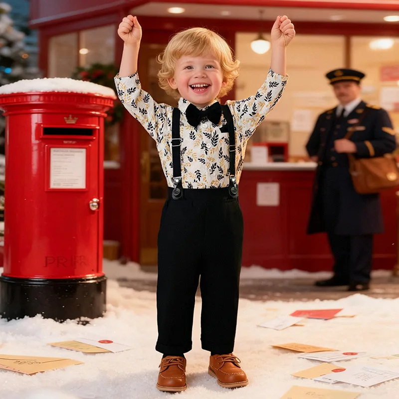 

Baby Boys British Gentleman Suspender Outfit 2pcs Set Toddler Kids Birthday Party Wedding Formal Dress Suit Pageboy Photograph