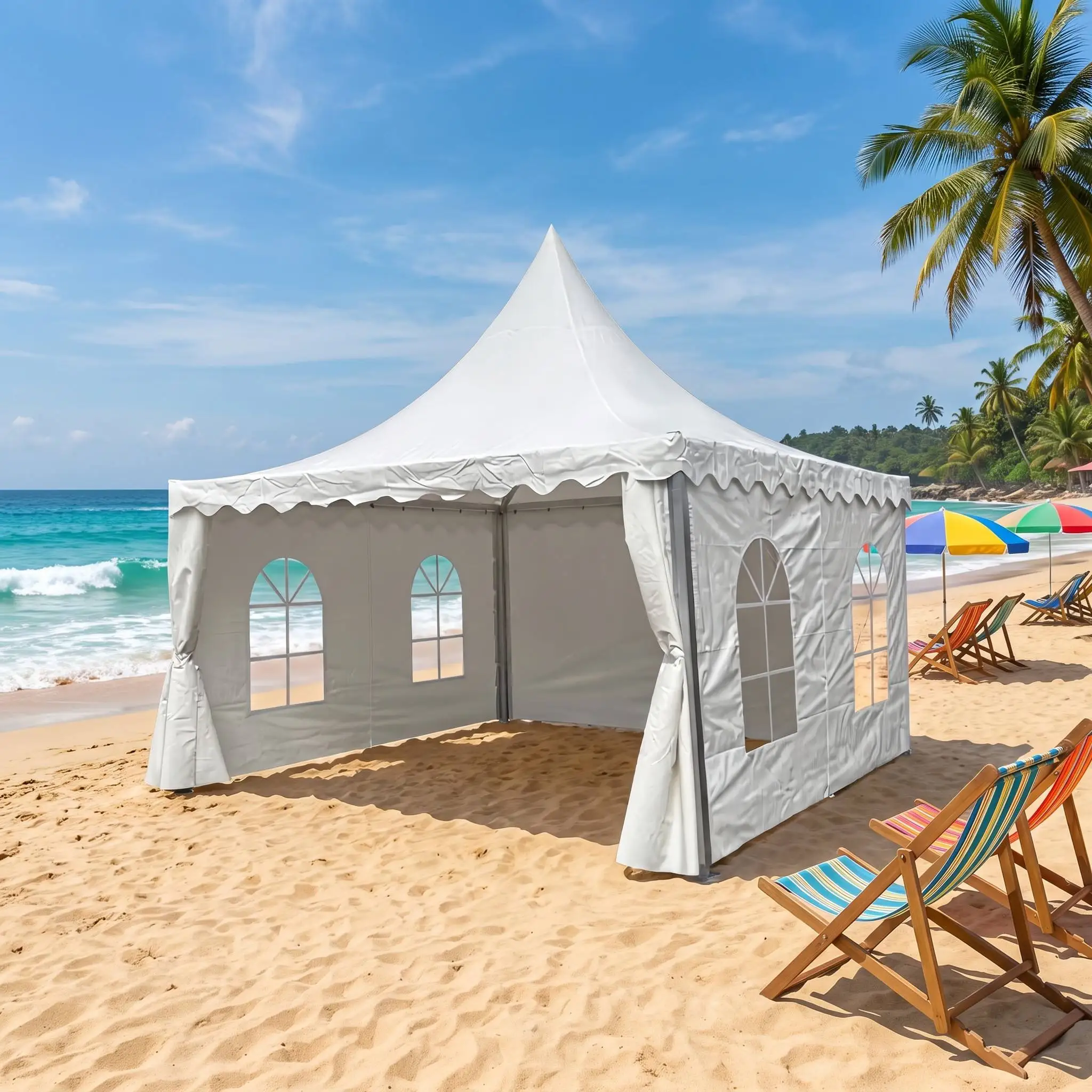 4X4M Wedding Tent Water Proof Tent Peek Tent Walls With Windows For Event Family Party Tent With Aluminum Poles Hot Sell