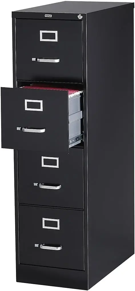 Staples 204082 4-Drawer Vertical File Cabinet Locking Letter Black 25-Inch D (25164D)