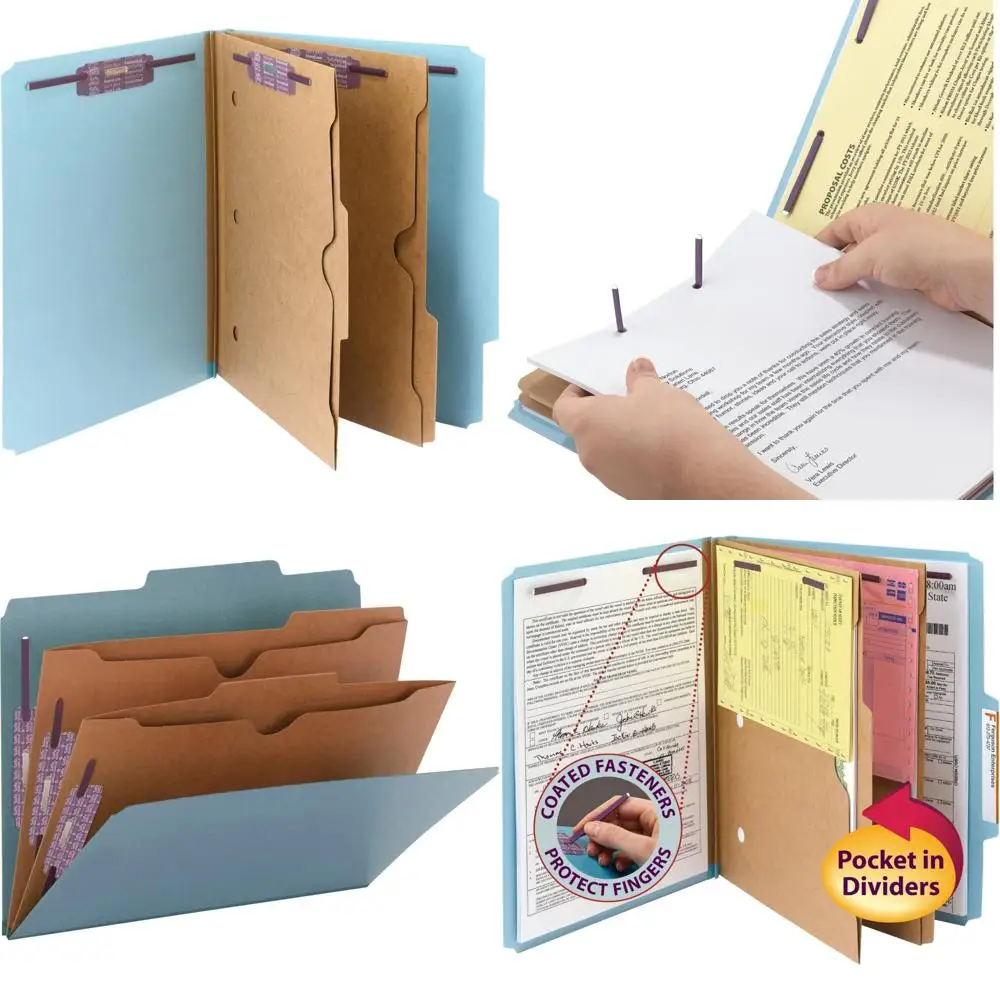 

Папки для файлов с запрессовкой Blue Smead размером Letter с креплениями SafeSHIELD, двумя карманными разделителями и 2 расширениями, упаковка из 10 шт.