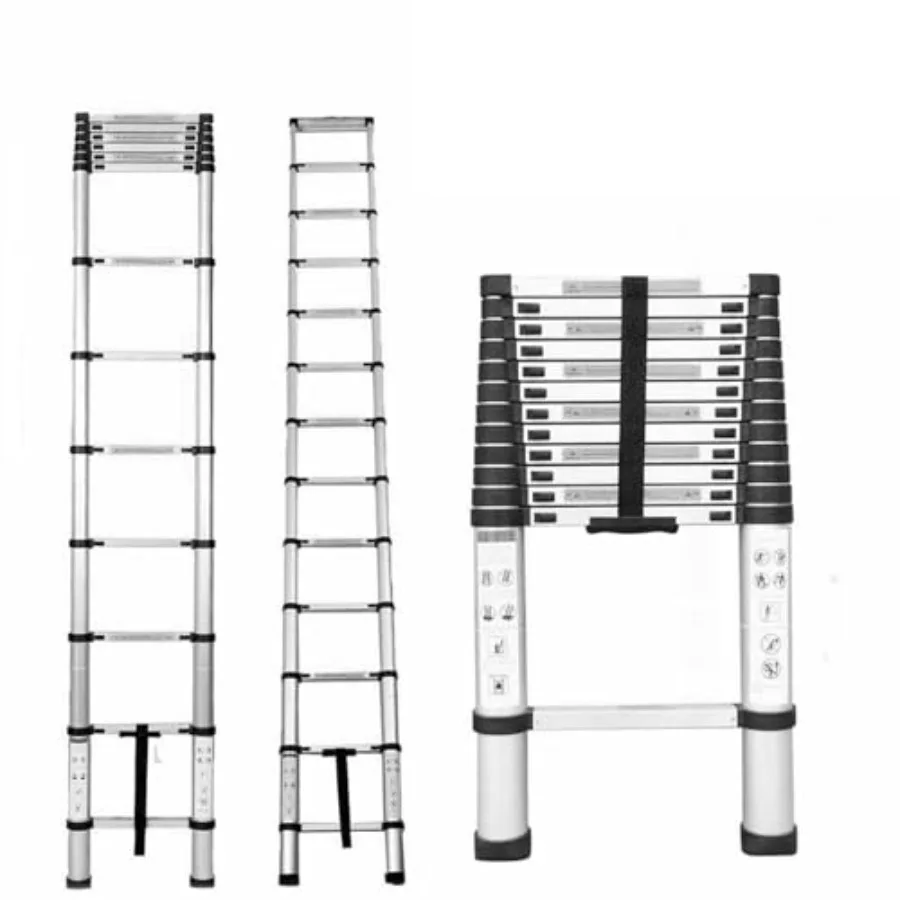 10.5FT 3.2M Aluminum Telescopic Folding Step Ladder Inward Sliding Retraction Extension Multi-Use Non-Slip Collapsible Ladder f