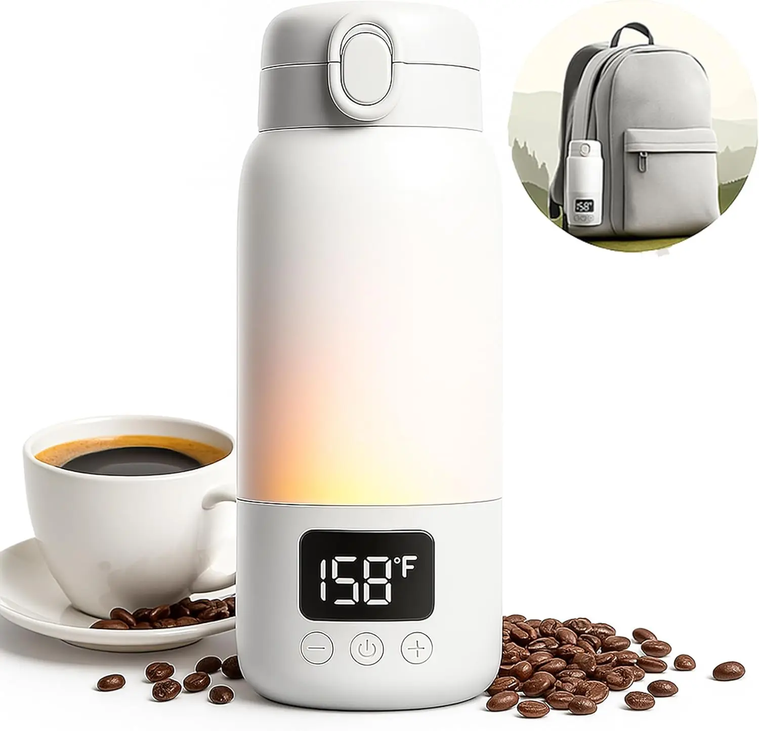 

17 Oz Electric Heated Coffee Mug Rechargeable for Travel Z5 Self Heating Smart Temperature Control Warming Heated Travel