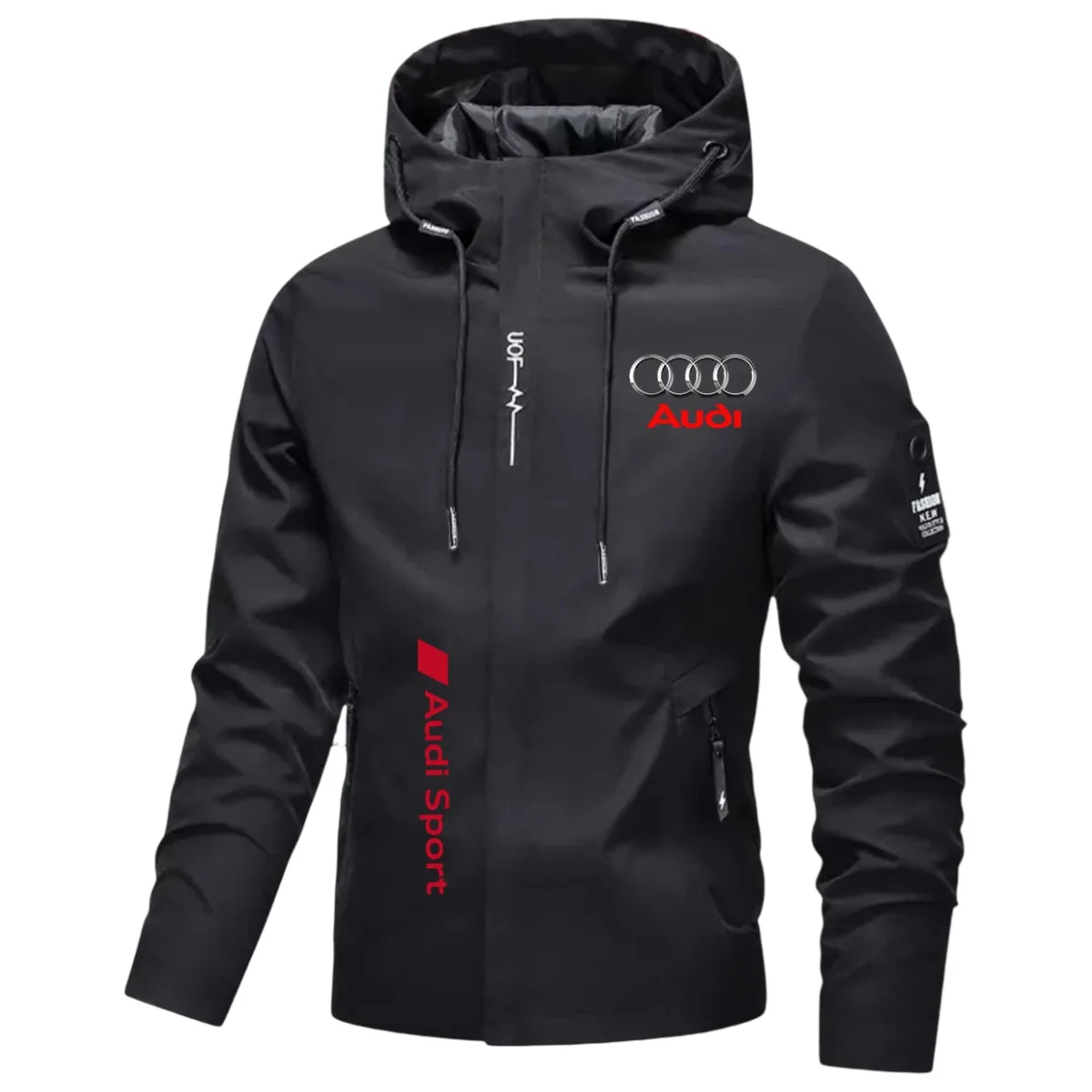 

Audi new men's casual coat, spring-autumn model, youth version, simple style, fashionable design, with brim, short hood, windpro