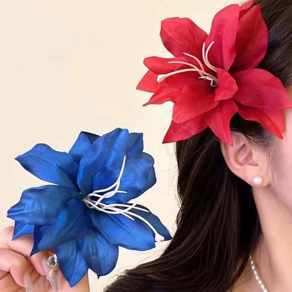 

Hawaii Style Simulation Flower Lily Flower Hair Clip Silk Lily French Vintage Flower Shark Clip Barrette Hair Accessories