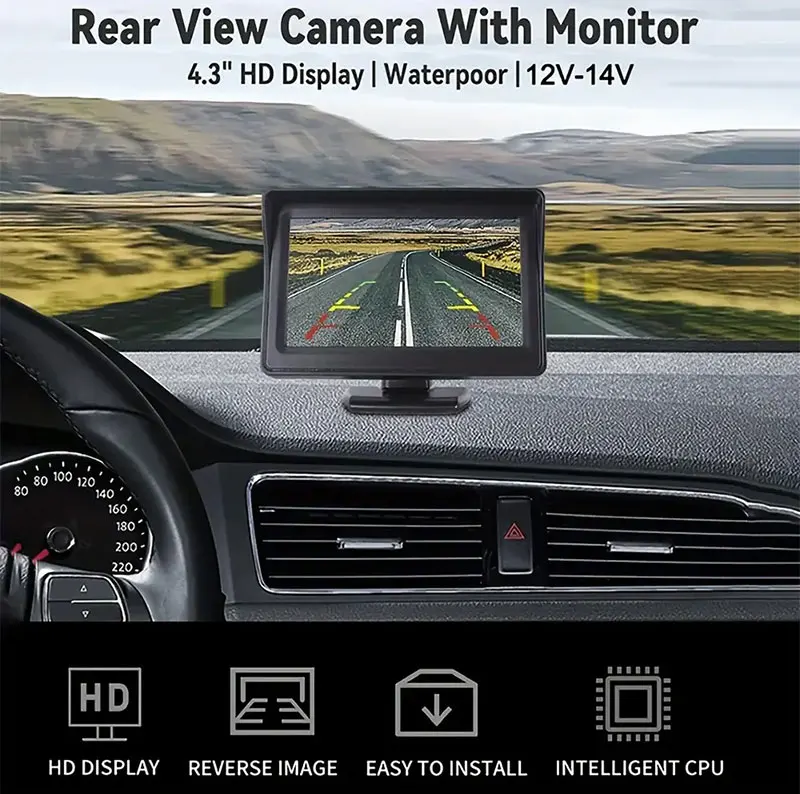 4,3-Zoll AHD/HD Auto-Monitor für Rückfahrkamera, HD Digitaler Farb-LCD-Bildschirm mit Einfacher Installation – Detail 6