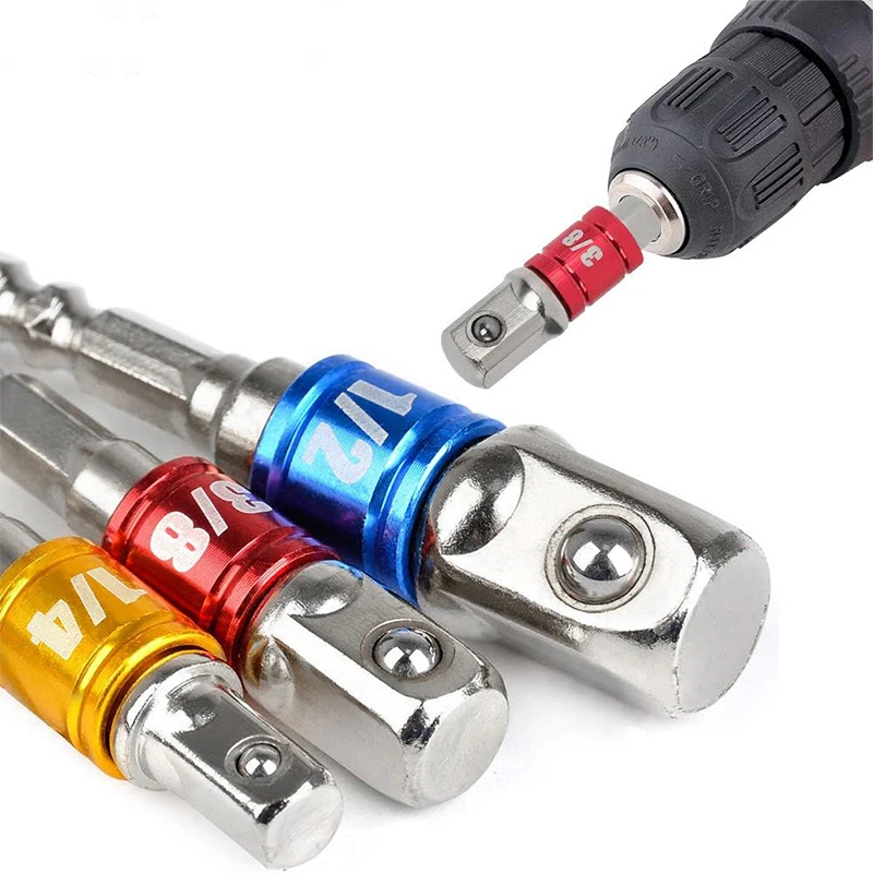 3PC Color Hexagon Screw Screwdriver Changeover Extension Square Head Socket Tool Set for Electric Screwdriver