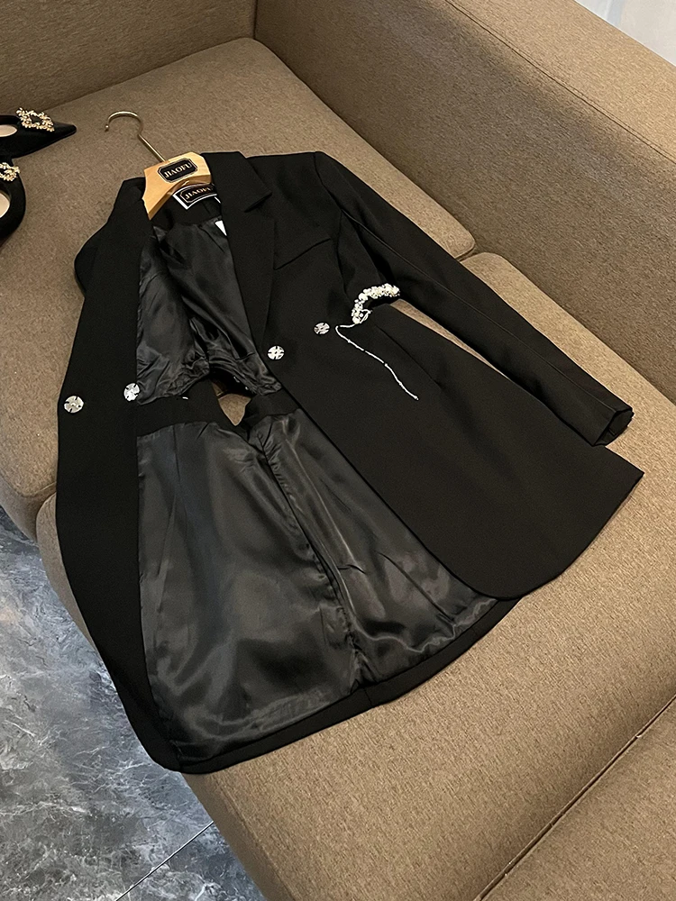 

Модный комбинезон ручной работы Bla Heavy-Du Long Sve с поясом и бриллиантовым декором, обычная длина