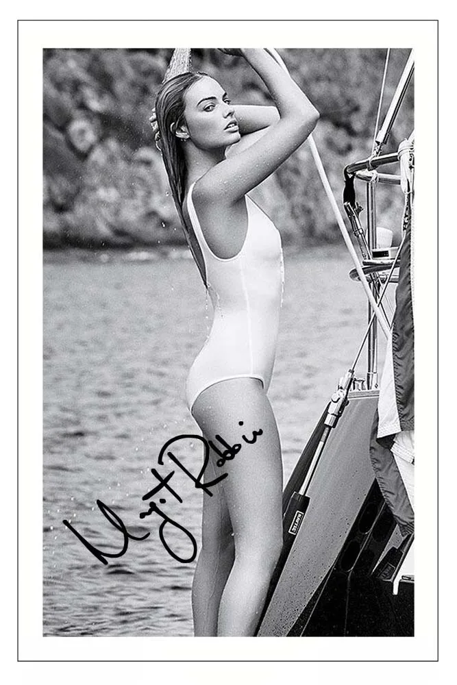 Margot Robbie Autograaf ondertekende fotoafdruk Poster Wall Art Rome Decoratie