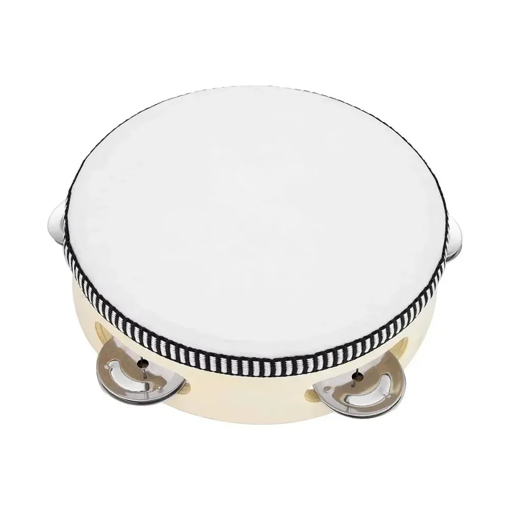 4/6/8/10 Inch Hand Held Drum Metal Jingles Kids Drum Percussion Toy Wooden Percussion Musical Instrument Tambourine Drum view 3