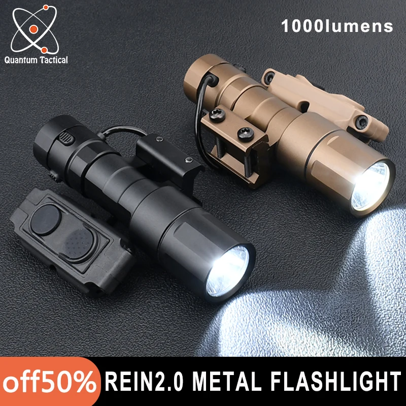 Tatical Metal REIN 2.0 Micro Flashlight 1000Lumens M600 light Dual Function Switch for 20mm Picatinny Rail Hunting Weaponlight