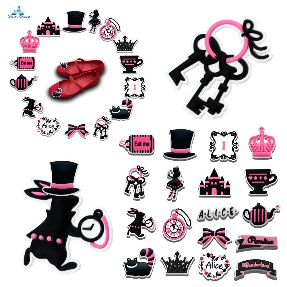 

Disney 'Alice in Wonderland '1-108pcs Shoe Charms DIY Mad Hatter Shoes Decoration Accessories Clog Sandal Buckle Kids Xmas Gifts