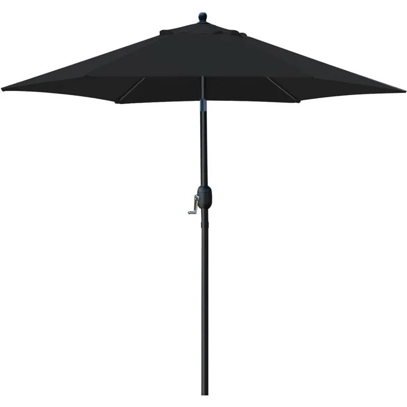 Parapluie de marché de table extérieur avec bouton poussoir, inclinaison, manivelle, 6 nervures, 7.5'