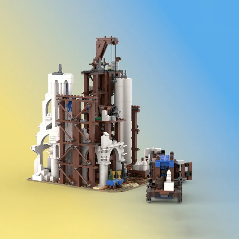 Moc klocki do budowy średniowieczny stolarski gildia Model technologia cegła DIY montaż modułowy miejski widok ulicy zabawki prezenty