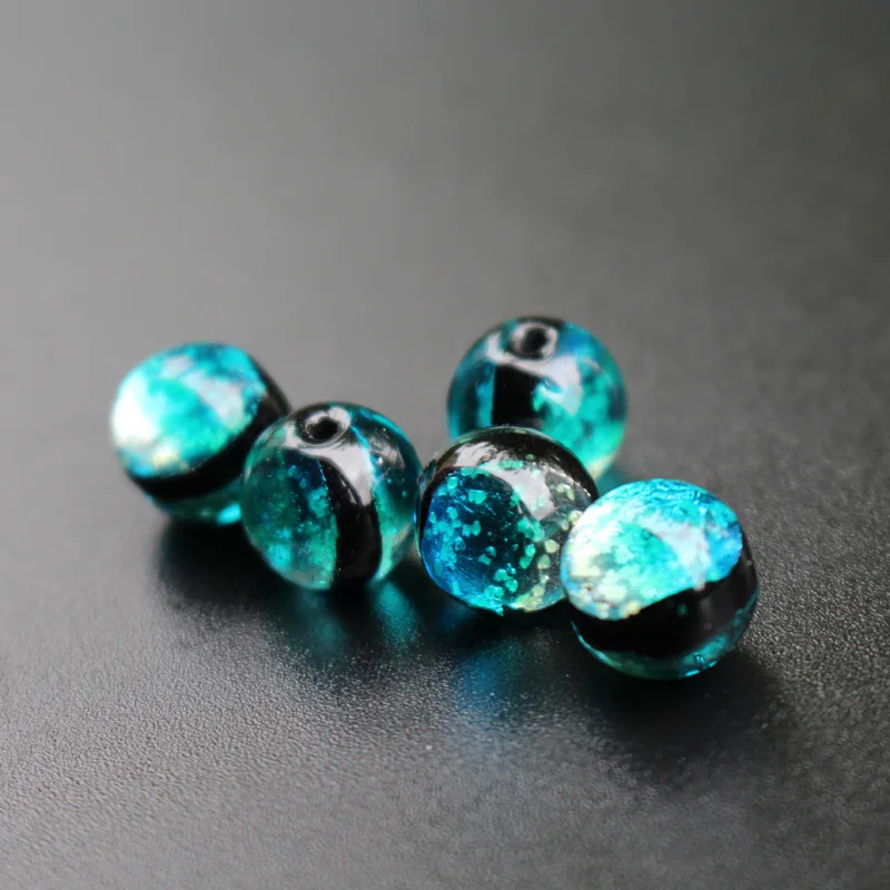 10pcs/Lot 8mm 10mm 12mm Lampwork Glass Beads Luminous Lampwork Beads Ocean blue Color  for jewelry  Making