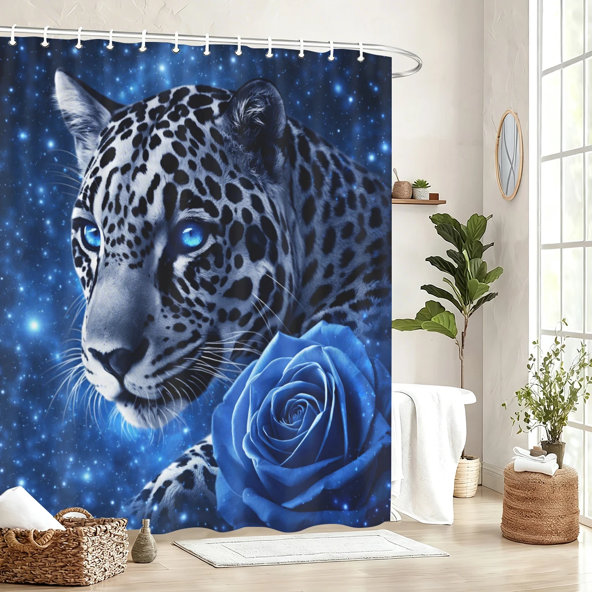 

2D Printed Polyester Shower Curtain - Butterfly, Marble, Floral & Leopard Patterned Bathroom Decorative Curtains