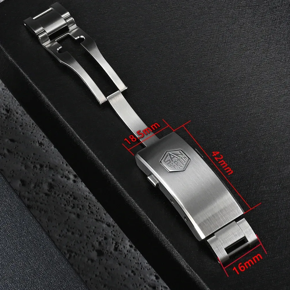 San Martin Watch Fly Adjustable Clasp Bracelet Parts Non-Generic Type 16mm Size Buckle Stainless Steel Folding Clasp for SN0054