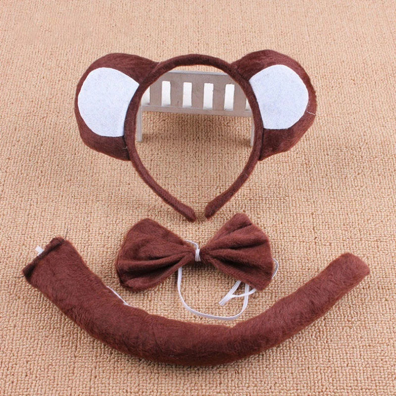 Kids Animal Headband Cute Bear Tiger Panda Elephant Cat Ear Headpiece Birthday Party Accessory Cute Girls Boys Performance Props