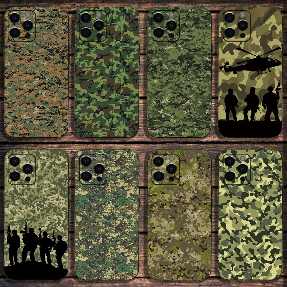 Camouflage Military Phone Case For Apple iPhone 15,14,13,12,11,Pro,X,XS,Max,XR,Plus,Mini Soft Black Cover