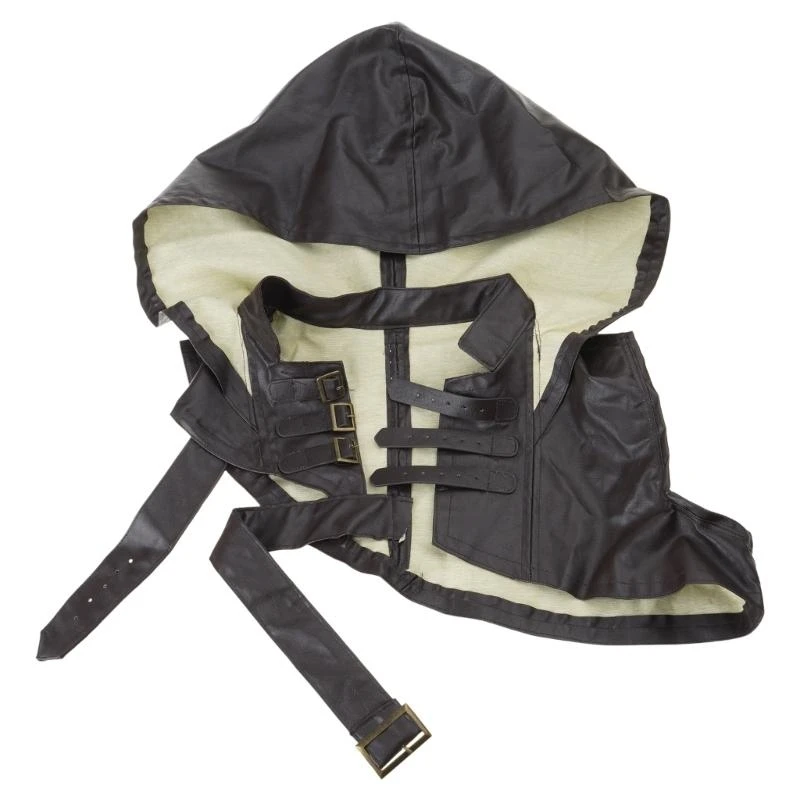 

Faux Leather Medieval Cowl Hat with Hood for Gothic Halloween Cosplay Costume