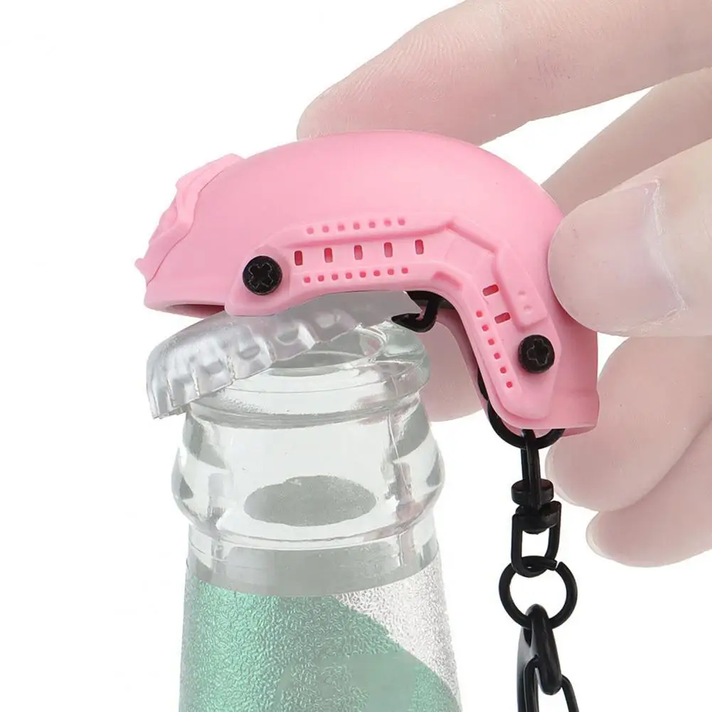 Keychain Pendant with Hidden Bottle Opener Realistic Lightweight Widely Used Helmet-Shaped Keychain Ornament