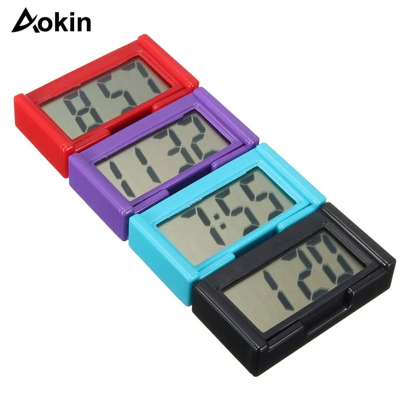 Mini Car Dashboard Digital Clock Vehicle Self-Adhesive Clock with LCD Time Day Display Automotive Stick On Watch for Cars