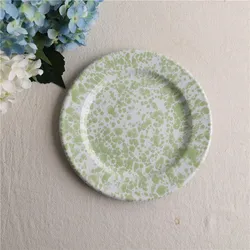 Creative Mint Green Dot Enamel Breakfast Plate Dinner Plate Household Plates Classical Salad Snacks Western Food Plate