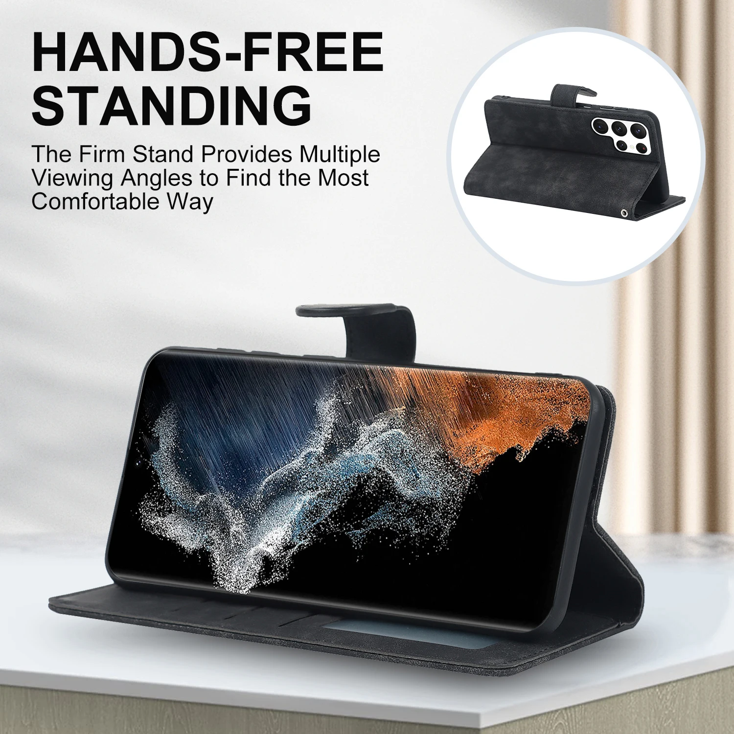 Luxury Leather Case For Samsung Galaxy S23 Ultra S22 Plus S21 FE S20 S10 S9 NOTE 20 10 9 8 Card Pocket Wallet Cover With Lanyard