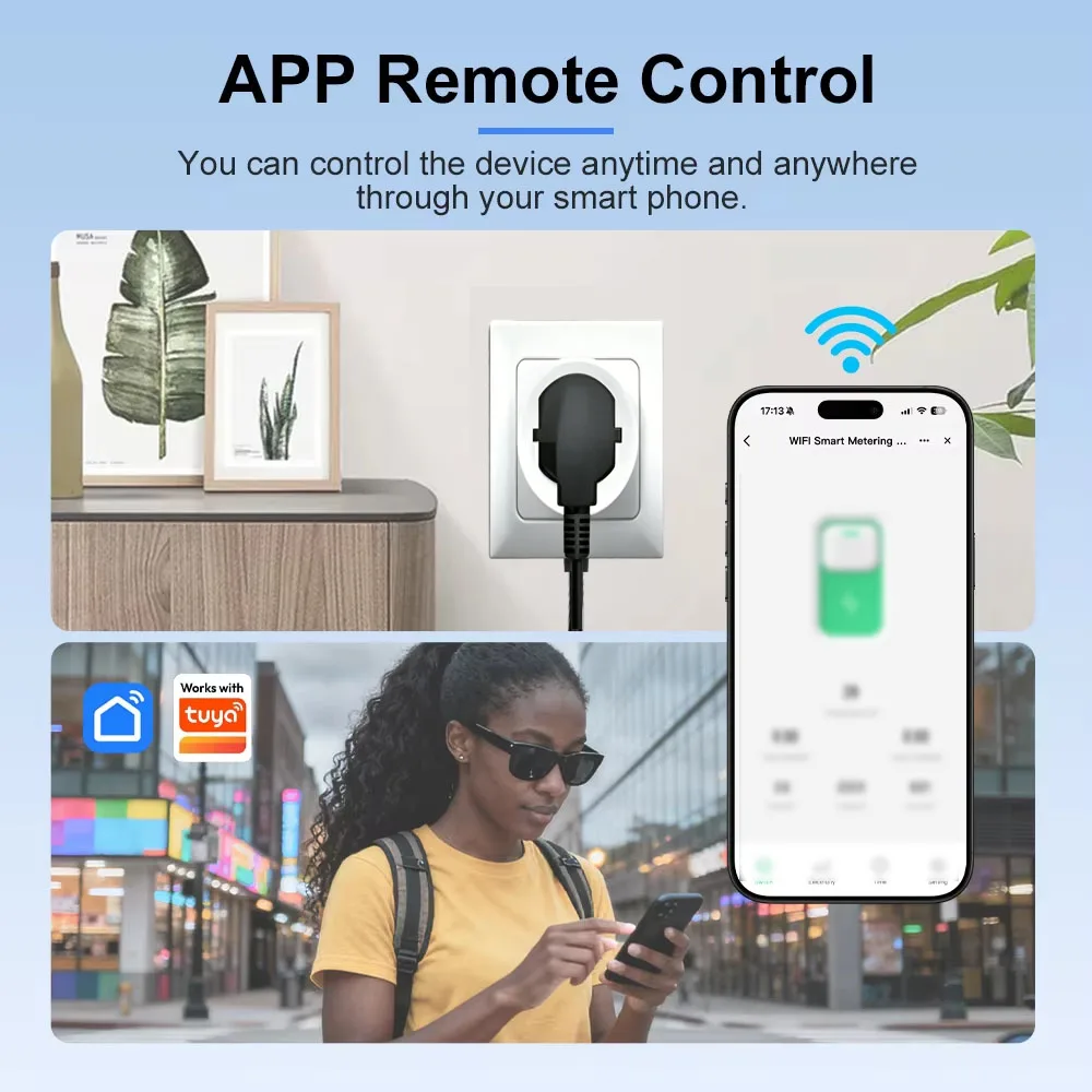 KEBIDUMEI Tuya WiFi Smart Socket 433MHz EU Plug Remote Control 16/20A Power Monitor Smart Life Home Google Assistant Alexa