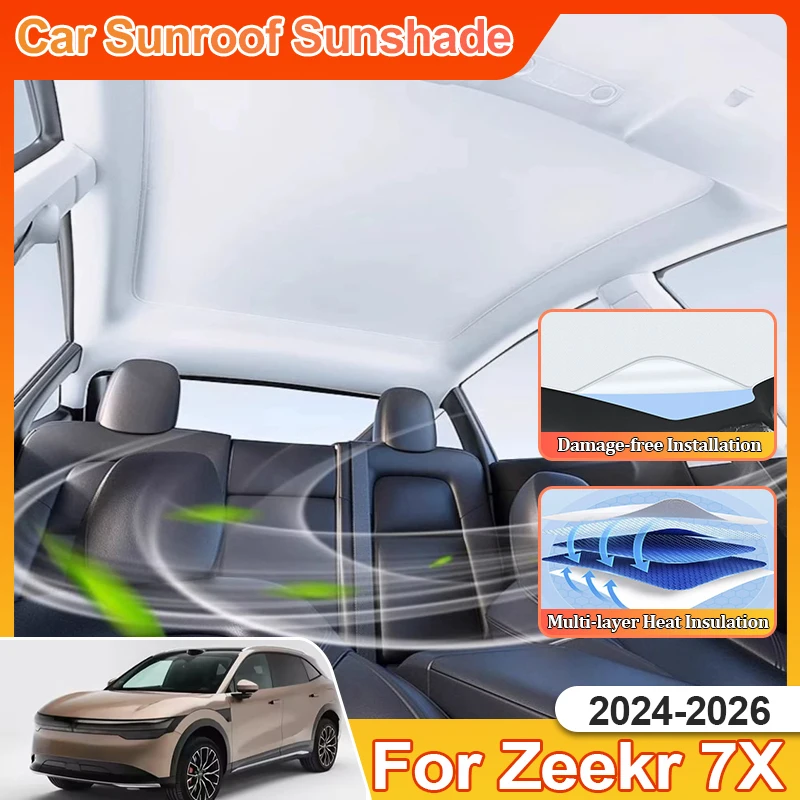 

Car Skylight SunShades For Zeekr 7X Accessories CX1E 2024 2025 2026 Electrostatic Adsorption Vehicle Sunshade Heat Insulation