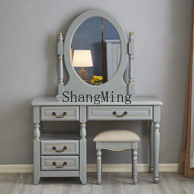 

CL luxury wood dresser furniture with mirror makeup table stool combination storage table