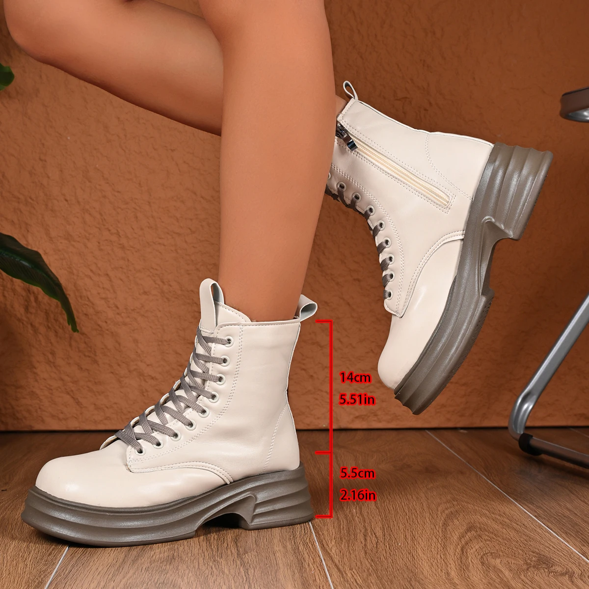 

Модные удобные повседневные рыцарские сапоги средней длины, зимние однотонные удобные женские ботинки с круглым носком на толстой подошве