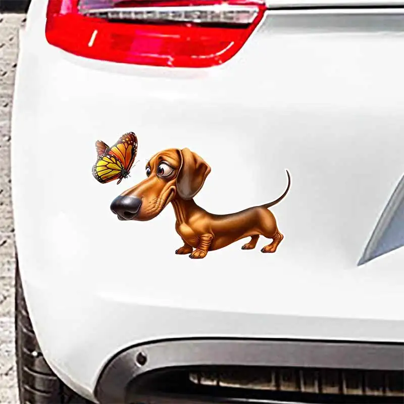 Cute Dachshund Car Stickers Decal Vinyl Detachable Waterproof Outdoor Car Bumper Window Notebook Computer Decoration SH834