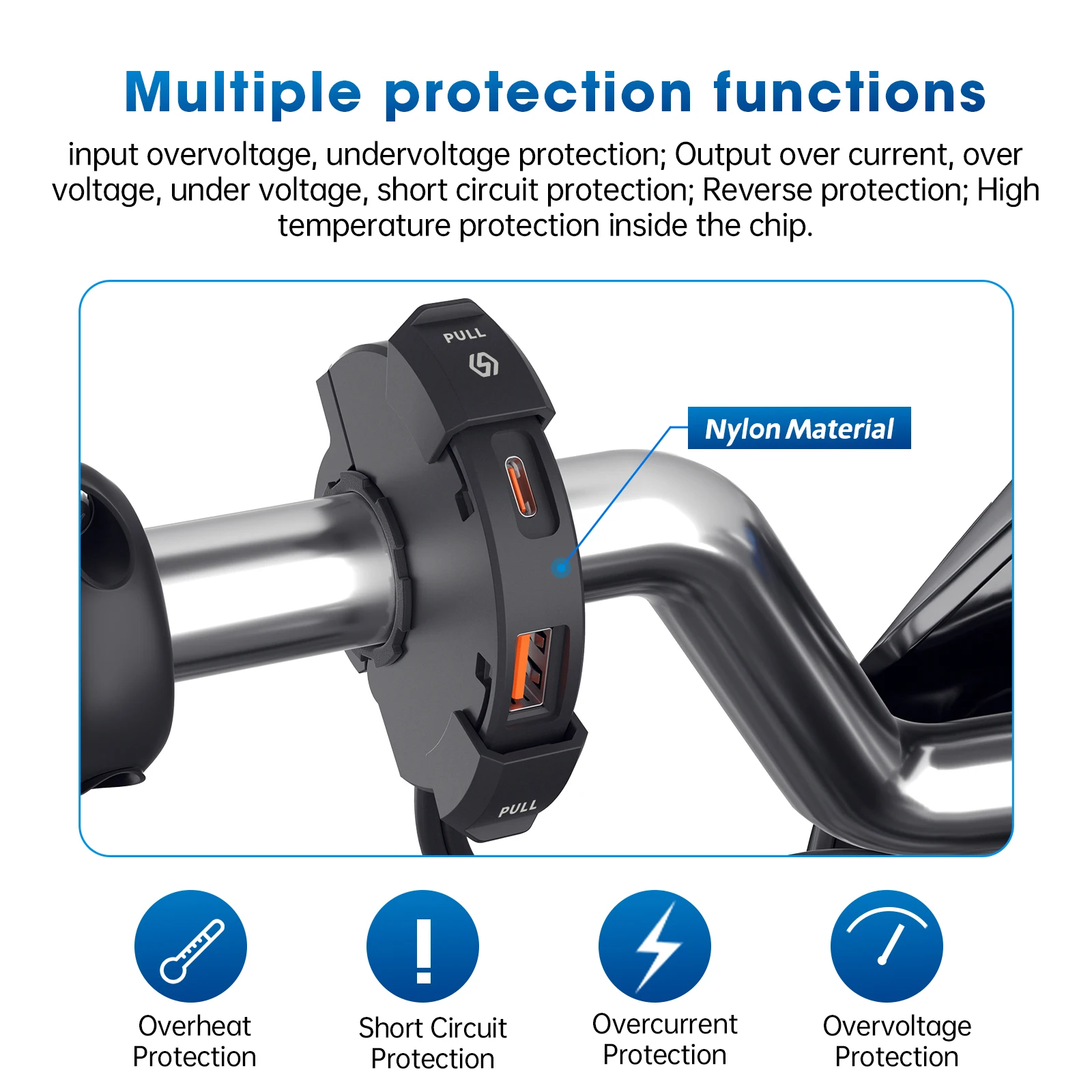 Waterproof 12V Motorcycle USB Fast Charger Socket With Type-C Cell Phone Port, Mobile Chargers Power Outlet Plug For Moto