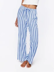 New Women Comfy Pajama Pants Striped Print Elastic Waist Lounge Pants Stretch Sleep Pj Bottoms For Sleepwear Hot Sale S-XL