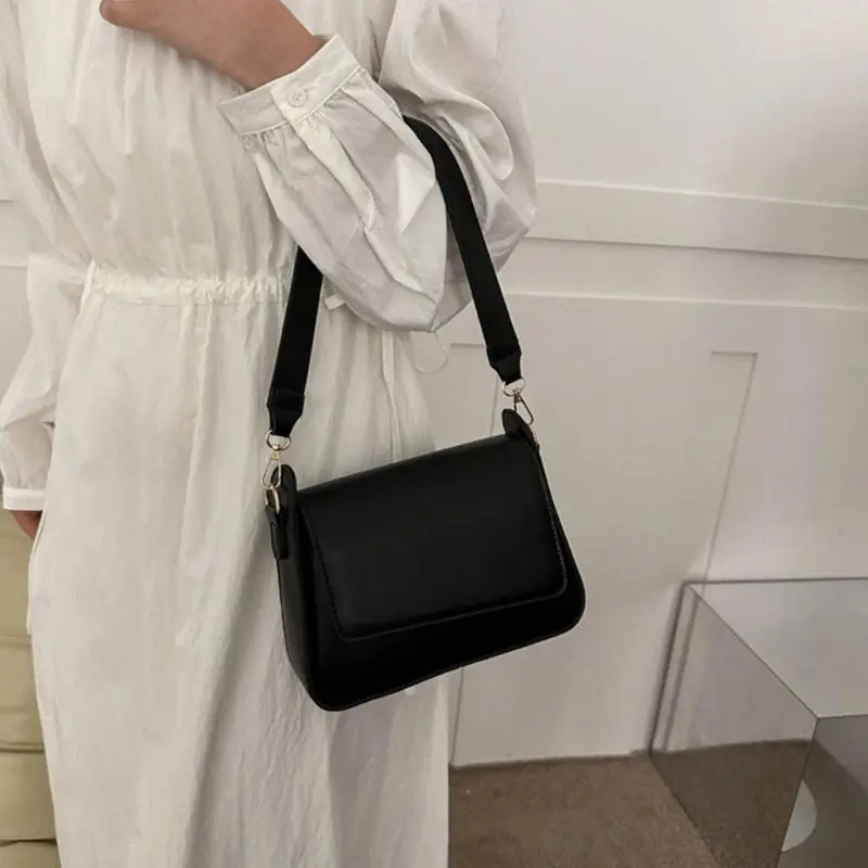 D46D Women Underarm Bags Ladies Solid Satchel Bags Sling Bag Shoulder Bag