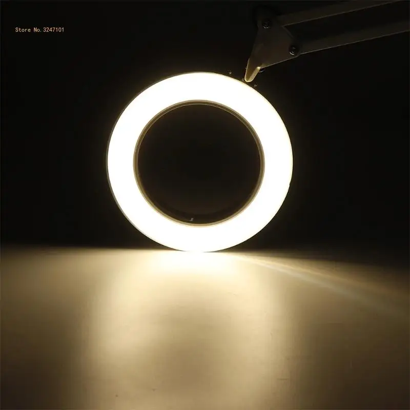 LED Dimmable Lamp with Clamp 5X Glass with LightAdjustable Metal Arm Magnifier 3 Color Dropship