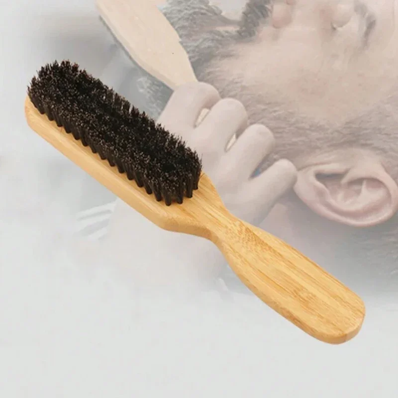 1 다기능 남성용 대나무 갈기 수염 쉐이핑 브러시, 살롱 및 가정용에 적합, 실제 머리 가발 전용