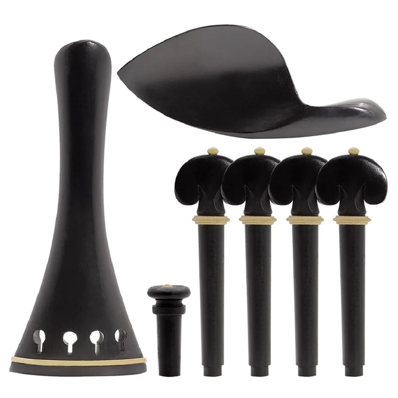 Ebony Wood Violin Pegs Chin Rest Violin Chinrest End Pin Tuner Tailpiece Set 4/4 Violin Parts