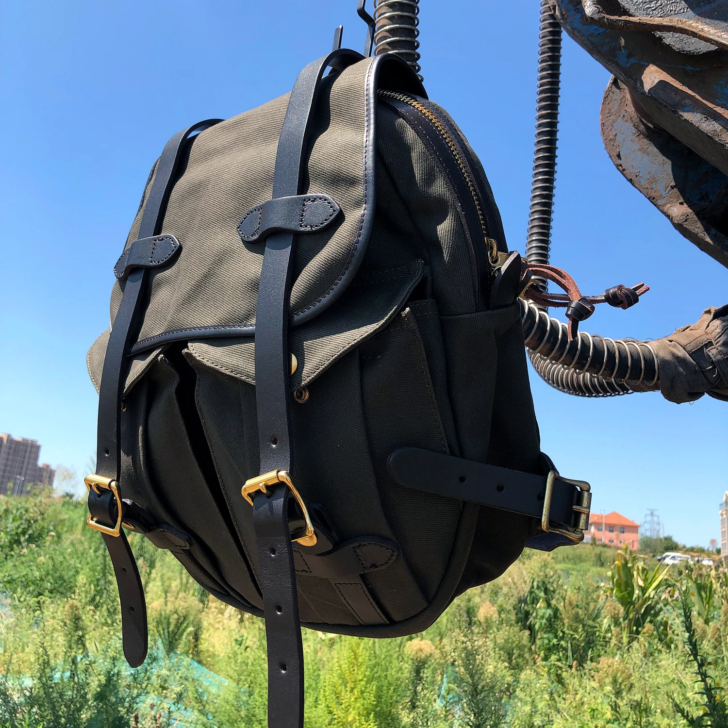 

Прочный дорожный рюкзак в американском стиле ретро, холщовый винтажный рюкзак с плечевым ремнем из воловьей кожи и молнией YKK, высокое качество для мужчин