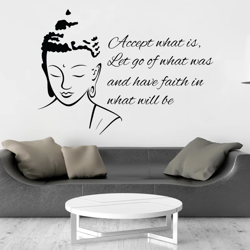 Religious Culture Temple Quotes Buddha Wall Sticker Yoga Vinyl Home Decor Living Room Bedrom Wall Decals Removable Murals 3B61