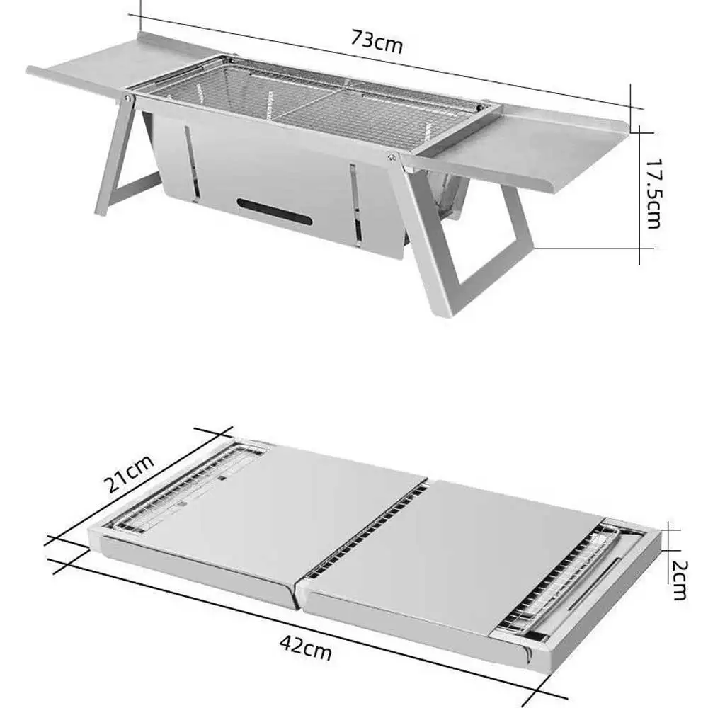 ตะแกรงย่างบาร์บีคิวแบบพับได้ตะแกรงย่างบาร์บีคิวแบบตาข่ายสแตนเลสกลางแจ้งแบบพกพา